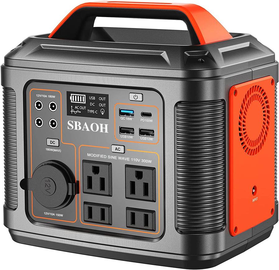HKM-054035 Portable Power Station 300W 296Wh Lithium Backup Battery with Multiple Output Ports for Emergency and Outdoor Use