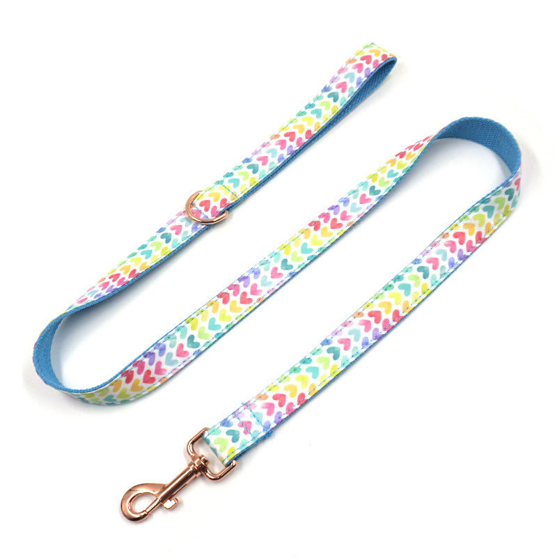 HKM-0540605 Adjustable Fabric Dog Collar and Leash Set with Bow