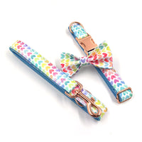 HKM-0540605 Adjustable Fabric Dog Collar and Leash Set with Bow