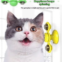 HKM-0541629 Interactive Cat Entertainment Set with Rotating Disk, Feather Teasers, Tumbler & Windmill Toy