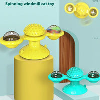 HKM-0541629 Interactive Cat Entertainment Set with Rotating Disk, Feather Teasers, Tumbler & Windmill Toy