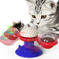 HKM-0541629 Interactive Cat Entertainment Set with Rotating Disk, Feather Teasers, Tumbler & Windmill Toy