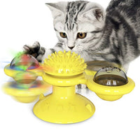 HKM-0541629 Interactive Cat Entertainment Set with Rotating Disk, Feather Teasers, Tumbler & Windmill Toy