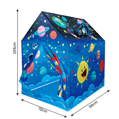 HKM-054227 Foldable Waterproof Playhouse Tent for Kids - Cartoon Universe Space Design, Large Play Area