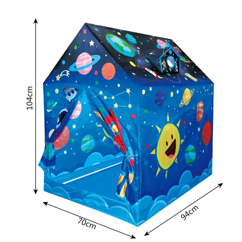 HKM-054227 Foldable Waterproof Playhouse Tent for Kids - Cartoon Universe Space Design, Large Play Area