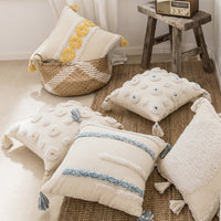 HKM-054355 Moroccan Bohemian Geometric Cotton Pillowcase - Modern 45x45cm Soft Design
