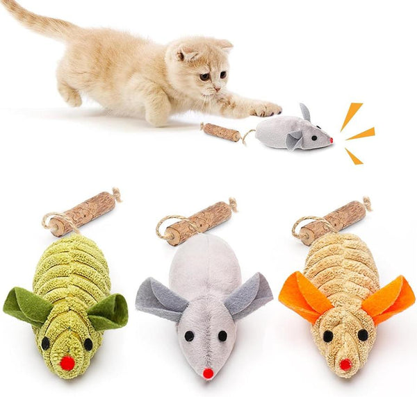 HKM-054483 Cat Interactive Toys with Squeaking Mice, Catnip & Silvervine for Play and Dental Care
