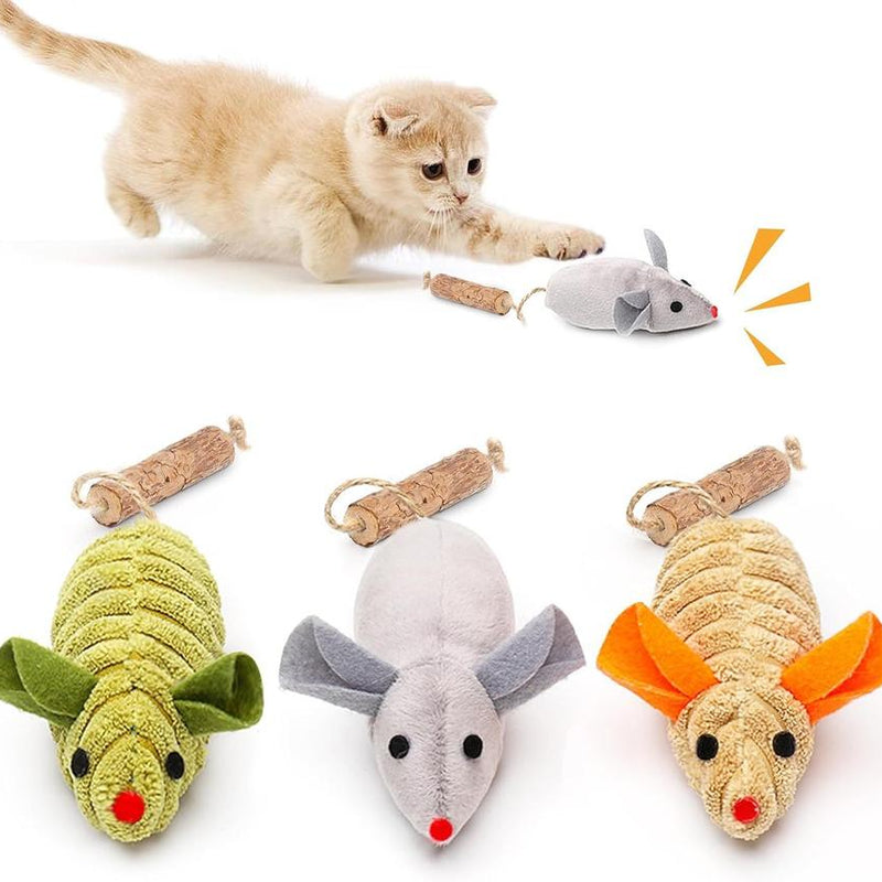 HKM-054483 Cat Interactive Toys with Squeaking Mice, Catnip & Silvervine for Play and Dental Care