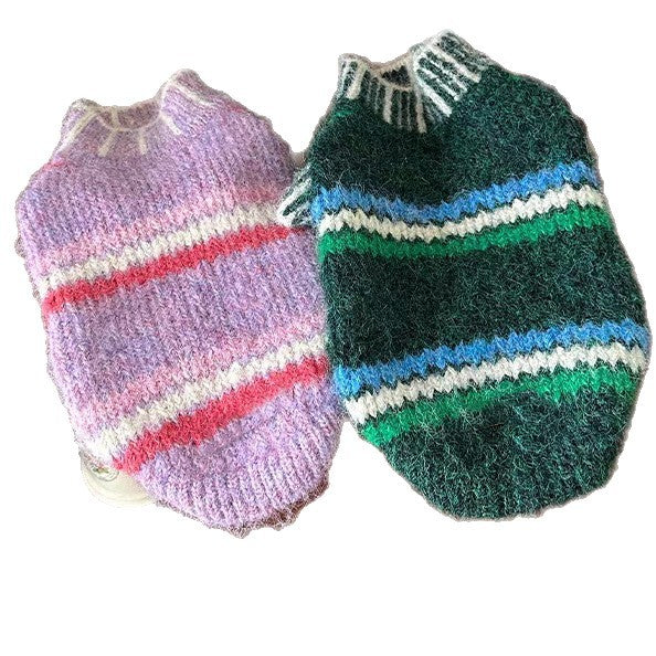 HKM-0545341 Warm Autumn and Winter Vest for Small Schnauzers and Cats in Green and Purple