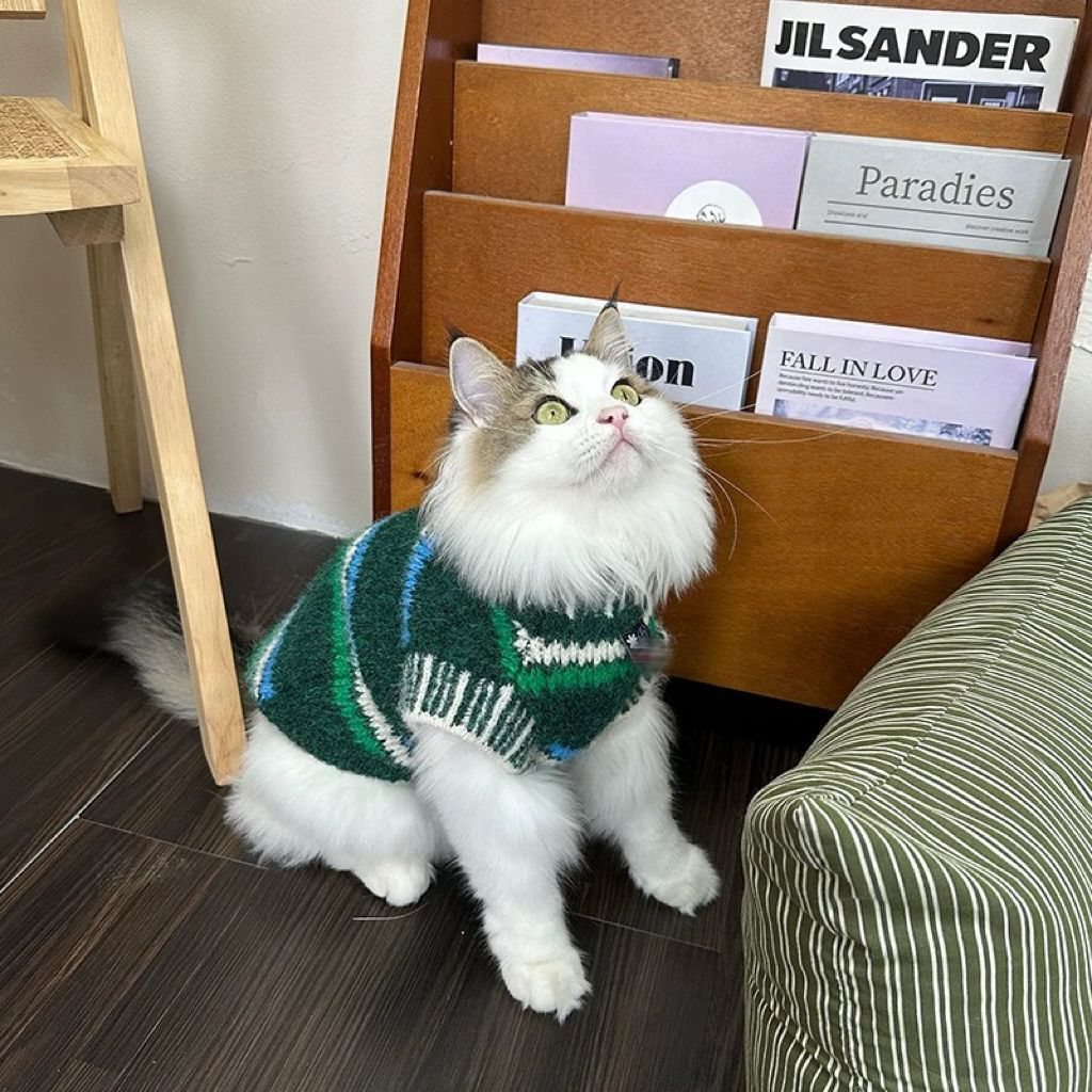 HKM-0545341 Warm Autumn and Winter Vest for Small Schnauzers and Cats in Green and Purple