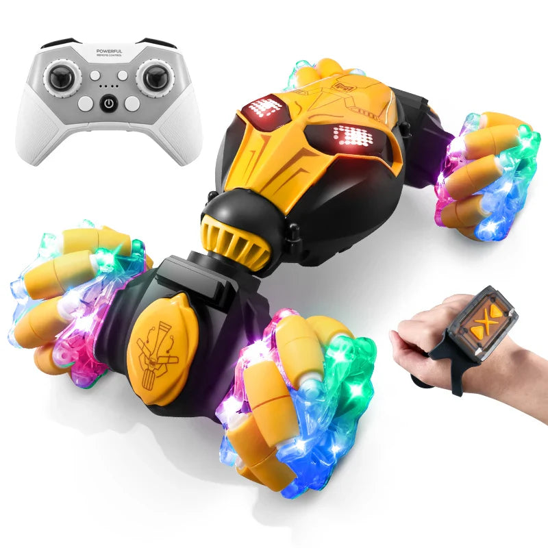 HKM-054547 Remote Control Watch Gesture Sensing Double-Sided Stunt Car 360 Twist RC for Indoor-Outdoor Fun, 4x4 Design