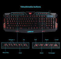 HKM-054611 Gaming Keyboard and Mouse Set with Tri-Color Backlight, USB Wired Connection, 108 Keys, Russian Layout