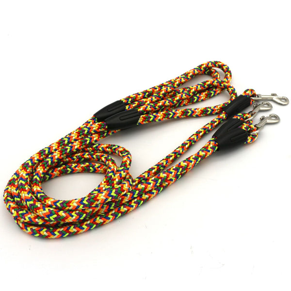 HKM-0546365 Colorful Braided Dog Traction Rope - 1.2m Washed Velvet Leash for Comfortable Walking