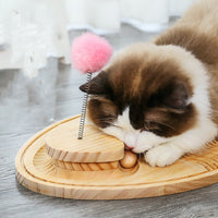 HKM-0546749 Pine Wood Cat Scratcher with Rex Rabbit Fur for Pet Comfort and Curiosity