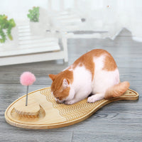 HKM-0546749 Pine Wood Cat Scratcher with Rex Rabbit Fur for Pet Comfort and Curiosity