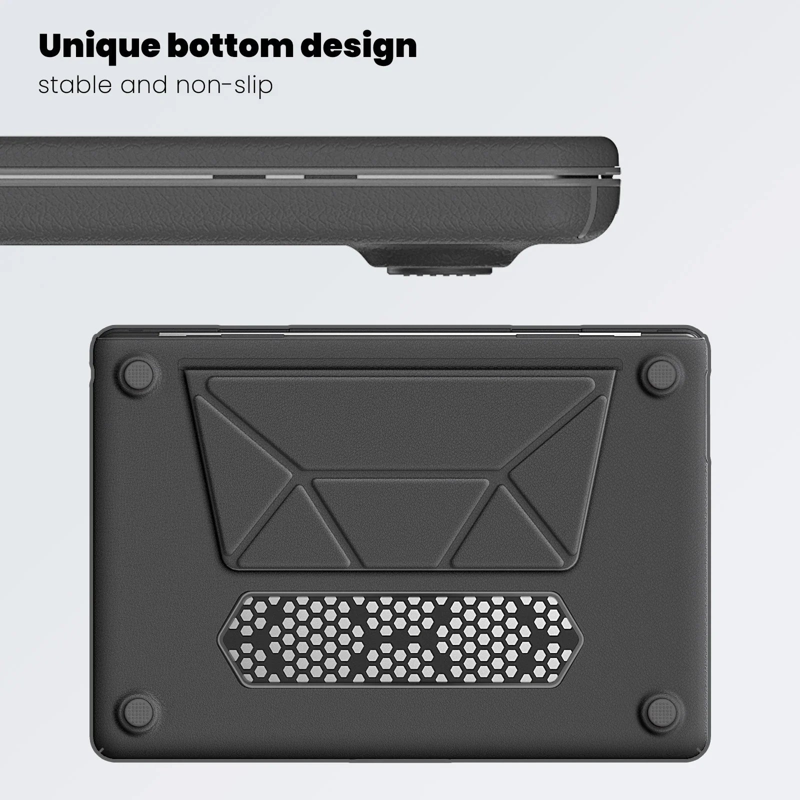 HKM-054675 Gray PU Kickstand Cover for MacBook Air 15 inch (2023/2024) Model M2 A2941 / M3 A3114