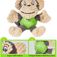 HKM-0548029 Squeaky Plush Monkey Dog Toy - Soft, Durable Chew Toy for Small to Medium Dogs, Ideal for Indoor and Outdoor Play