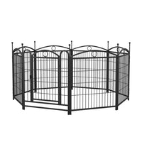 HKM-0548157 32 Inch 8 Panel Metal Dog Playpen for Indoor and Outdoor Use with Door, Heavy Duty Design