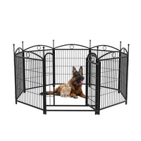 HKM-0548157 32 Inch 8 Panel Metal Dog Playpen for Indoor and Outdoor Use with Door, Heavy Duty Design