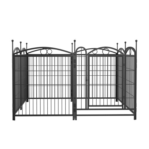 HKM-0548157 32 Inch 8 Panel Metal Dog Playpen for Indoor and Outdoor Use with Door, Heavy Duty Design