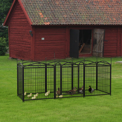 HKM-0548157 32 Inch 8 Panel Metal Dog Playpen for Indoor and Outdoor Use with Door, Heavy Duty Design