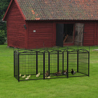 HKM-0548157 32 Inch 8 Panel Metal Dog Playpen for Indoor and Outdoor Use with Door, Heavy Duty Design