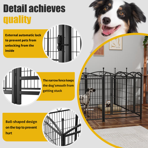 HKM-0548157 32 Inch 8 Panel Metal Dog Playpen for Indoor and Outdoor Use with Door, Heavy Duty Design