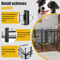 HKM-0548157 32 Inch 8 Panel Metal Dog Playpen for Indoor and Outdoor Use with Door, Heavy Duty Design