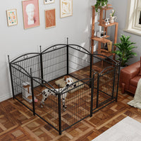 HKM-0548157 32 Inch 8 Panel Metal Dog Playpen for Indoor and Outdoor Use with Door, Heavy Duty Design