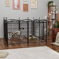 HKM-0548157 32 Inch 8 Panel Metal Dog Playpen for Indoor and Outdoor Use with Door, Heavy Duty Design