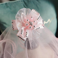 HKM-0548797 Princess Style Dog Hairpin Bow with Lace Veil Pet Accessory