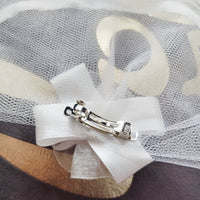 HKM-0548797 Princess Style Dog Hairpin Bow with Lace Veil Pet Accessory