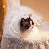 HKM-0548797 Princess Style Dog Hairpin Bow with Lace Veil Pet Accessory