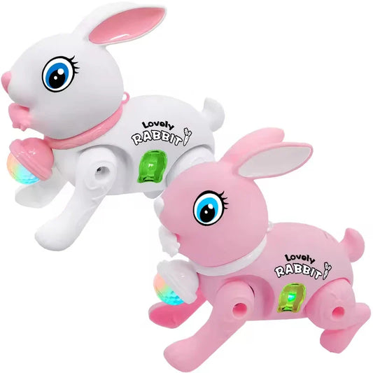 HKM-054931 Electric Glowing Bunny Toy with Music for Kids - Battery Operated Walking Rabbit