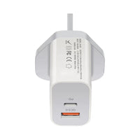 HKM-054995 Fast Charging Travel Charger - 18W PD & QC3.0 - 3600mA Output - White