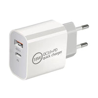 HKM-054995 Fast Charging Travel Charger - 18W PD & QC3.0 - 3600mA Output - White