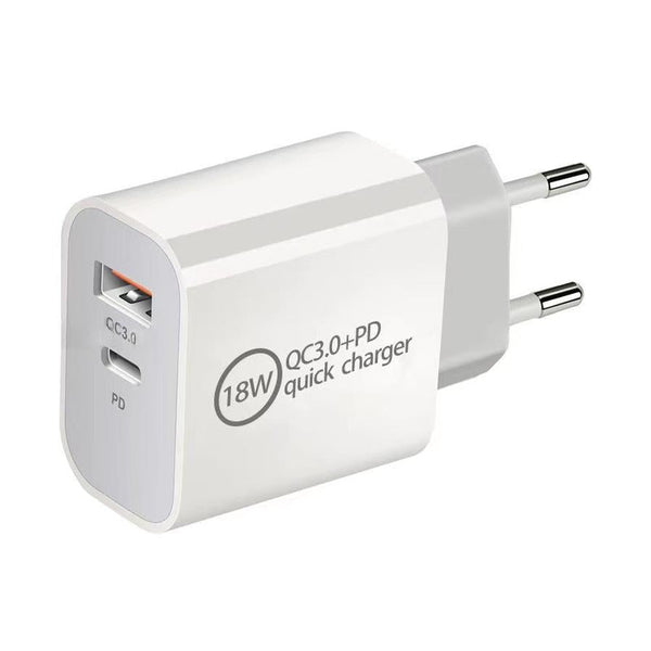 HKM-054995 Fast Charging Travel Charger - 18W PD & QC3.0 - 3600mA Output - White