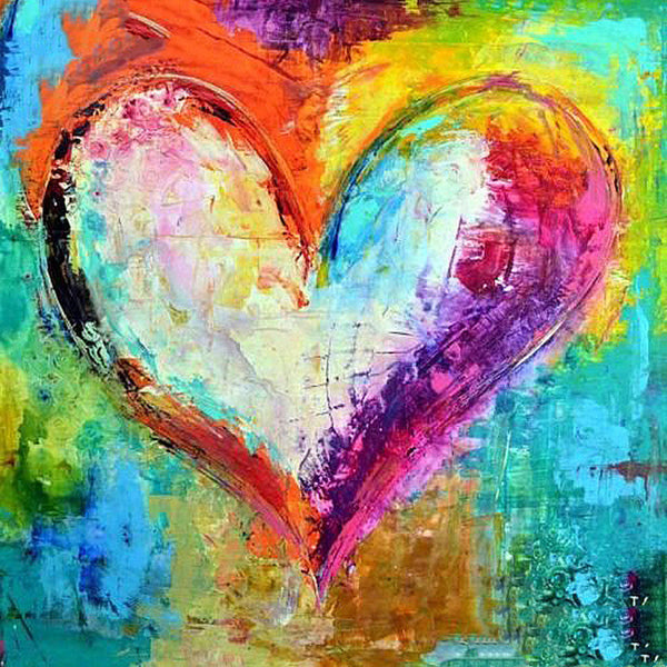 HKM-055123 DIY Full Square/Round Diamond Painting Kit - Colorful 3D Heart Design for Home and Office Decoration