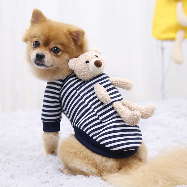 HKM-0551613 Cute Cartoon Teddy Bear Sweater for Small Dogs and Cats, Soft Cotton Material