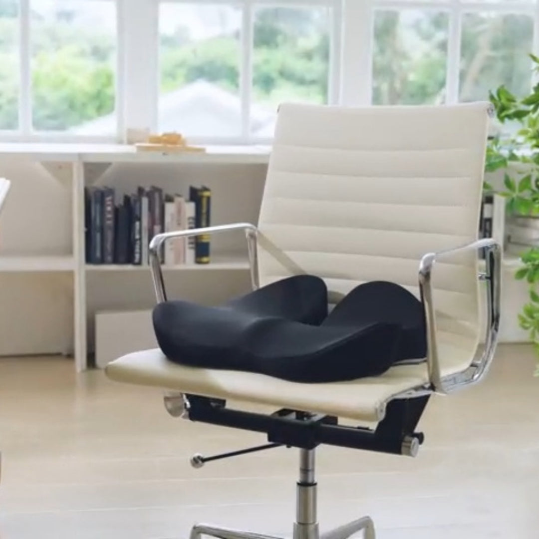 HKM-055187 Memory Foam Long-Sitting Hip Cushion - Solid Black, Modern Design, 47x40x12 cm