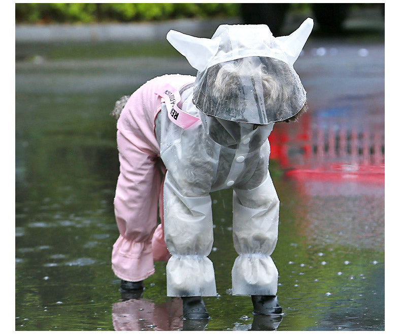 HKM-0552893 Splashproof Dog Raincoat with Horn Bib - Casual EVA Design
