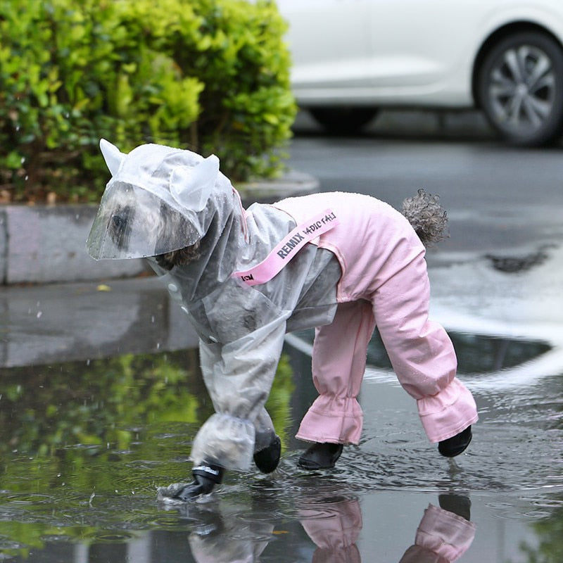HKM-0552893 Splashproof Dog Raincoat with Horn Bib - Casual EVA Design