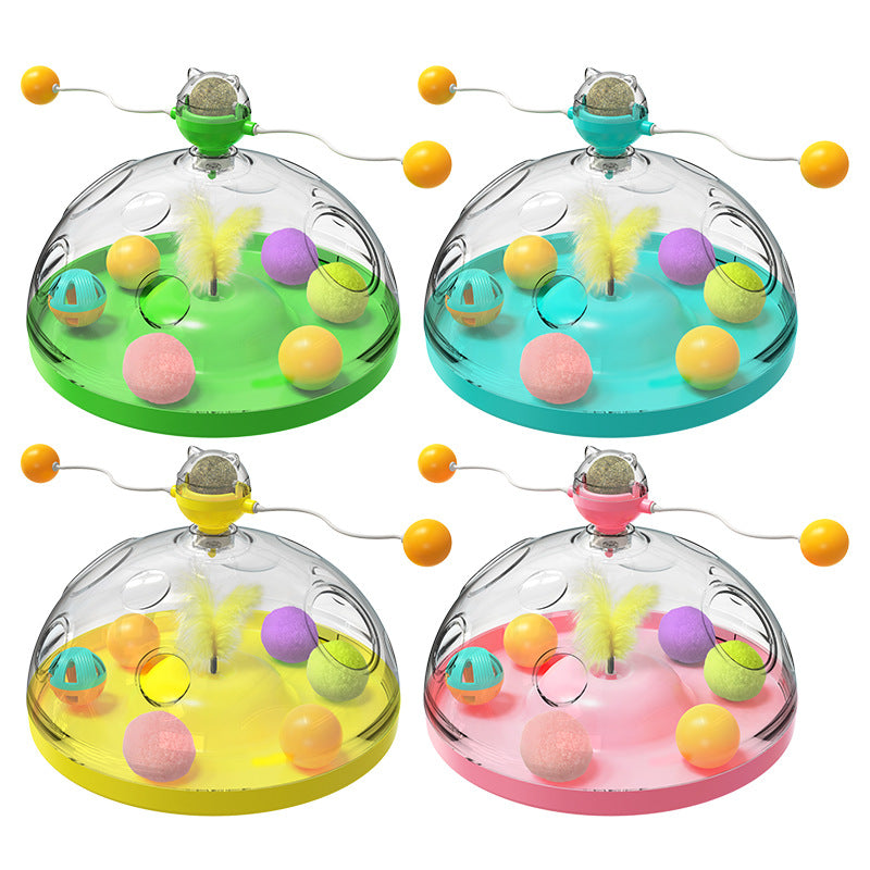 HKM-0553917 Interactive Multifunctional Cat Toy with Catnip, Twirling Balls, and Teaser Sticks