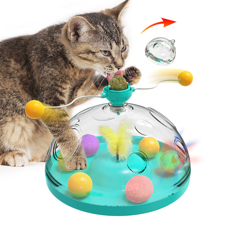HKM-0553917 Interactive Multifunctional Cat Toy with Catnip, Twirling Balls, and Teaser Sticks
