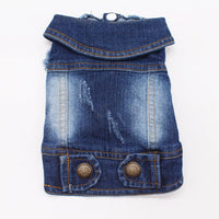 HKM-0554685 Vintage Denim Vest for Pets with Scratch Pattern, Customizable, Flexible Fit