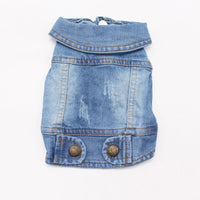 HKM-0554685 Vintage Denim Vest for Pets with Scratch Pattern, Customizable, Flexible Fit