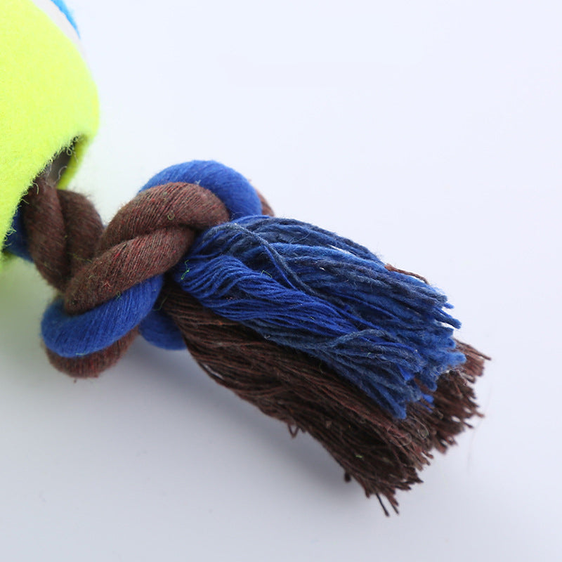 HKM-0554941 Interactive Corduroy Tennis Ball Dog Toy with Cotton Rope and Sound for Engaging Play