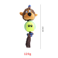 HKM-0554941 Interactive Corduroy Tennis Ball Dog Toy with Cotton Rope and Sound for Engaging Play