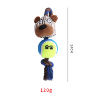 HKM-0554941 Interactive Corduroy Tennis Ball Dog Toy with Cotton Rope and Sound for Engaging Play