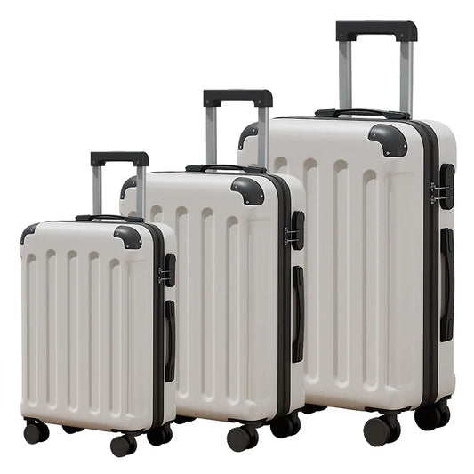 HKM-055507 20-Inch Cabin Suitcase Set with Removable Rims - 3-Piece Mini Rolling Luggage Set